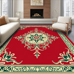 Vintage Botanical Medallion Print with Distressed Art Nouveau Motifs (Red) - ODIKA