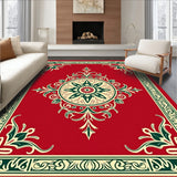 Vintage Botanical Medallion Print with Distressed Art Nouveau Motifs (Red) - ODIKA