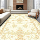 Heritage Beige Floral Damask With Machine Convenience(Beige)