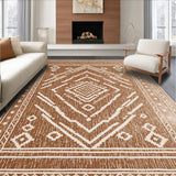 Ultra Soft Area Rug, Non Slip, Stain Resistant, Washable Area Rugs for Living Room, Bedroom, Western Aztec Non-Slip Living Room Rug(Brown)