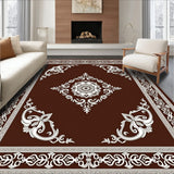 Florence Paisley Medallion with Scrollwork Motifs Interlocking Design(Brown)