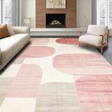 Blush and Cream Abstract with Modern Geometric Rose Accents(Beige)