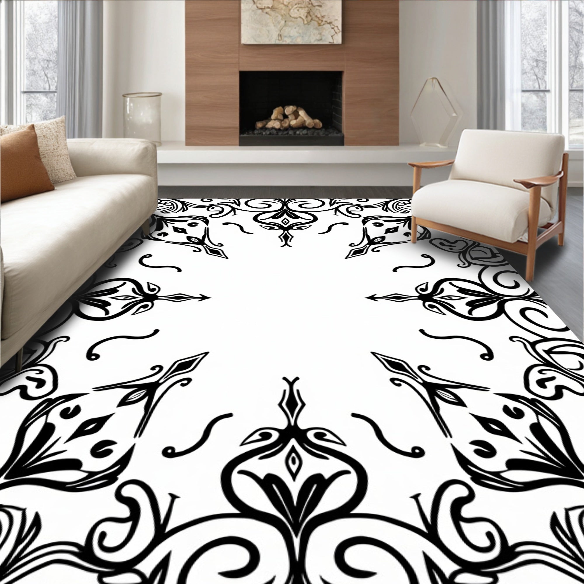 Paisley Scroll with Decorative Edge Trim (Black) - ODIKA