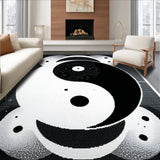 Ultra Soft Area Rug, Non Slip, Stain Resistant, Washable Area Rugs for Living Room, Bedroom, Black and White Minimalist Yoga Room Floor Rug(Black)