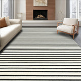 Chic Black White Striped Area for Stylish Entryways and Patios(Black)