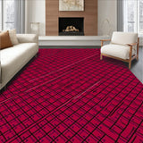 Nordic Ski Retreat Crosshatch Grid(Red)