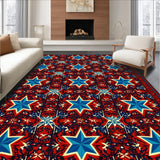 Ultra Soft Area Rug, Non Slip, Stain Resistant, Washable Area Rugs for Living Room, Bedroom, Texas Flag Pentagram Shag(Red)