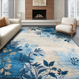 Blue & Beige Non Shedding Abstract(Blue)