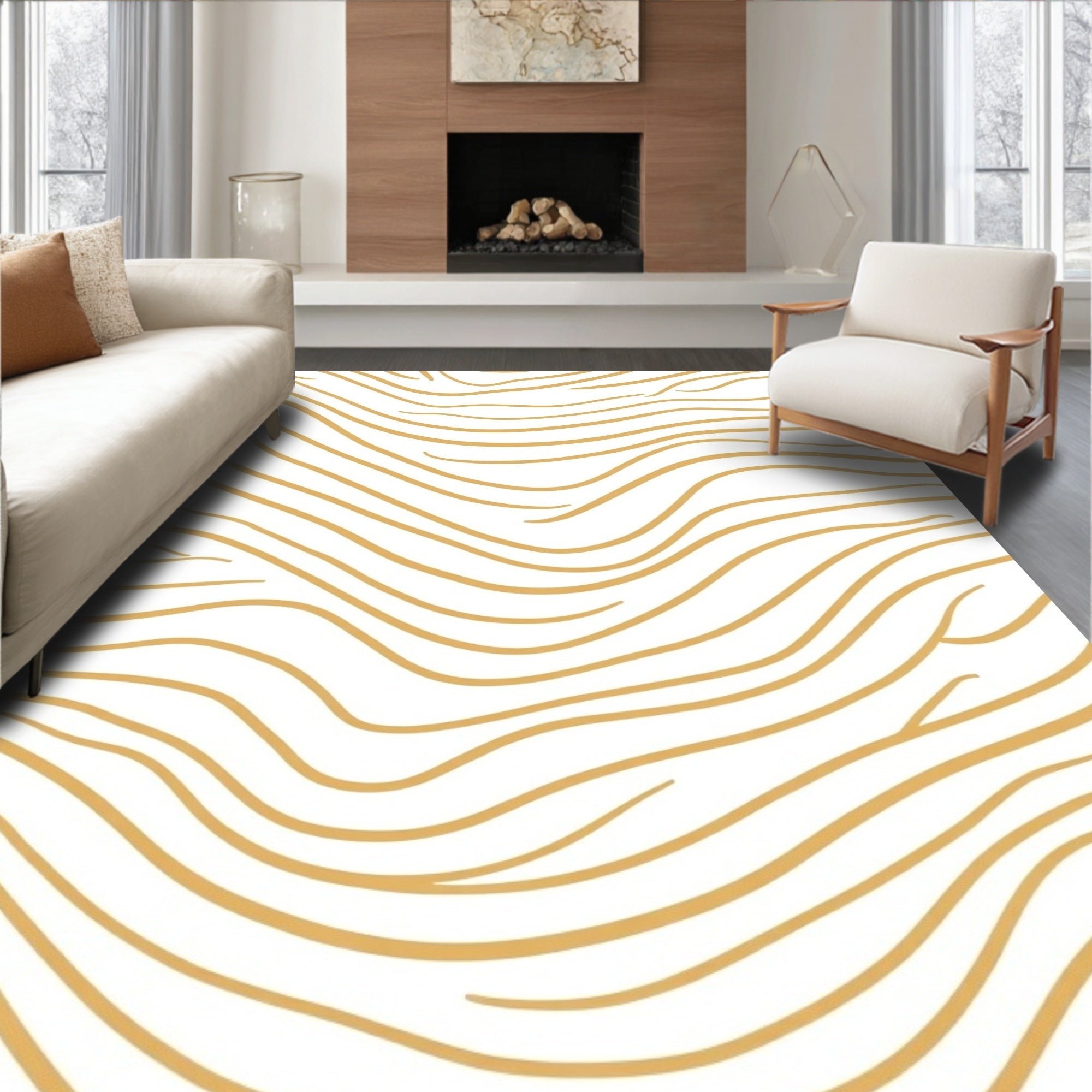 Undulating Wave High Textured Modern Abstract Design (Gold) - ODIKA