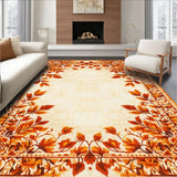 Autumn Harvest Medallion Area with Rustic Burnt Orange Leaf Design(Beige)