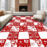 Festive Checkered Patchwork with Reindeer Details(Red)