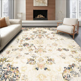 Farmhouse Area Rustic Floral Medallion Non Slip Accent(Beige)