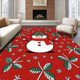 Holiday Wonderland Scene Featuring Cheerful Snowman and Evergreen Sprigs(Red)