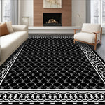 Interlocking Lattice Trellis with Subtle Botanical Flourishes and Worn Accents (Black) - ODIKA