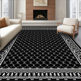 Interlocking Lattice Trellis with Subtle Botanical Flourishes and Worn Accents (Black) - ODIKA
