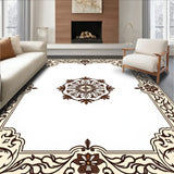 Ornate Floral Medallion With Subtle Curvilinear Accents (Beige)
