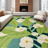 Ultra Soft Area Rug, Non Slip, Stain Resistant, Washable Area Rugs for Living Room, Bedroom, Floral Shaggy Microfiber Boho(Green)