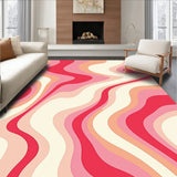 Sunset Gradient Waves Abstract Contemporary Floor Covering (Pink)
