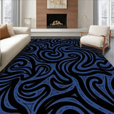 Abstract Wave Motif Featuring Fluid Swirls and Curves(Black)