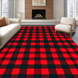 Rustic Cabin Woodland Checked Winter Hearth Accent(Red)