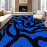 Interlocking Waves Motif in Midnight and Cobalt Modern Abstract Design (Blue) - ODIKA