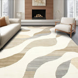 Abstract Ripple Area Fluid Wavy Design(Beige)