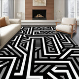 Abstract Maze Featuring Interlocking Angular Paths(Black)