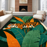 Ultra Soft Area Rug, Non Slip, Stain Resistant, Washable Area Rugs for Living Room, Bedroom, Non-Slip Ultra Thin Bedroom Jungle Tiger Carpet(Green)