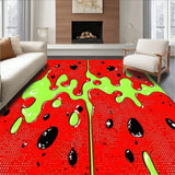 Watermelon Splash Rug Refreshing Fruit Circle Accent Carpet(Red)