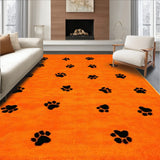 Halloween Cat Paw Print Bath Mat Adorable Area(Orange)