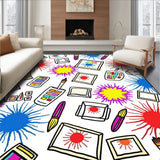 Art Studio Paint Brushes Palette Canvas Creative Workshop Design Floor(Red)