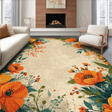 Ultra Soft Area Rug, Non Slip, Stain Resistant, Washable Area Rugs for Living Room, Bedroom, Vintage Floral Distressed(Beige)