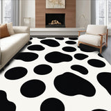 Cowhide Print Faux Leather Decorative Floor(Black)