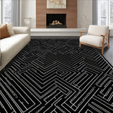 Symmetrical Zigzag Enhanced with Fine Dot Embellishments and Flowing Lines (Black)