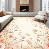 Non Slip Beige Petal Design Area(Ivory)