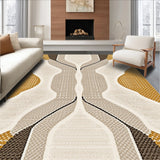 Ultra Soft Area Rug, Non Slip, Stain Resistant, Washable Area Rugs for Living Room, Bedroom, Ultra-Thin Modern Print(Beige)