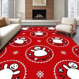Elegant Snowflake Medallions Framing Smiling Snowman Icons Design(Red)