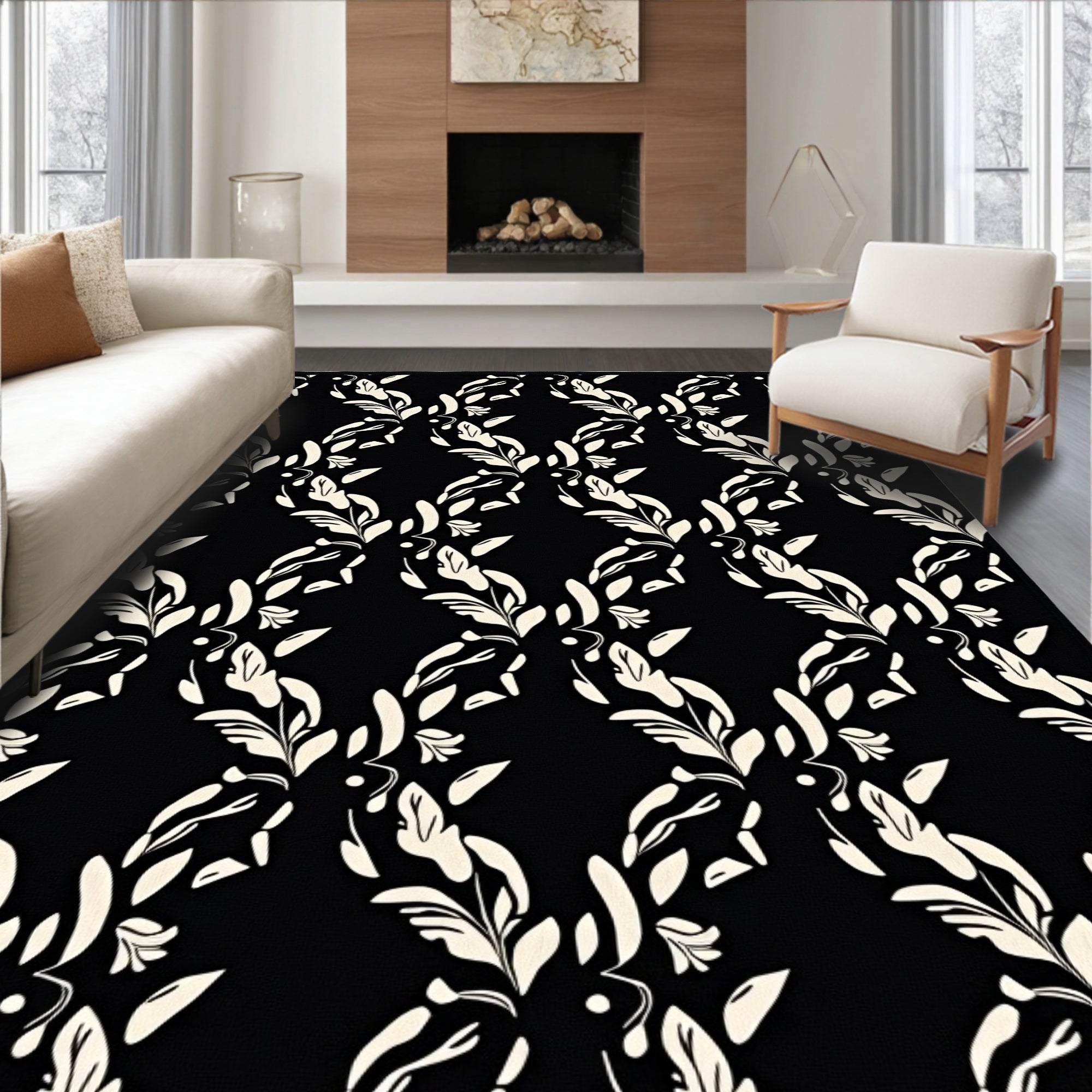 Crest Interlocking Leaves with Delicate Branch Filigree (Black) - ODIKA