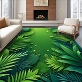 Ultra Soft Area Rug, Non Slip, Stain Resistant, Washable Area Rugs for Living Room, Bedroom, Tropical Palm Leaf(Green)