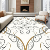 Elegant Swirl Abstract Interlocking Medallion Luxury(Beige)