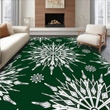 Festive Snowflake Medallion Holiday Decorative Floor Covering(Green)