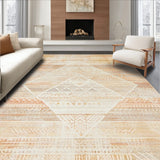 Vintage Inspired Distressed Area with Neutral Toned Geometric Accents(Beige)