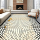 Artistic Hexagon Field Modern Black & Beige Honeycomb(Beige)