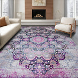 Boho Mosaic Area Rug Featuring Distressed Medallions And Artistic Symmetry(Gray)