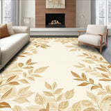 Beige Leaf Design Area Indoor Entranceway(Beige)
