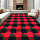 Vintage Checkered Area with Classic Cabin Design(Red)