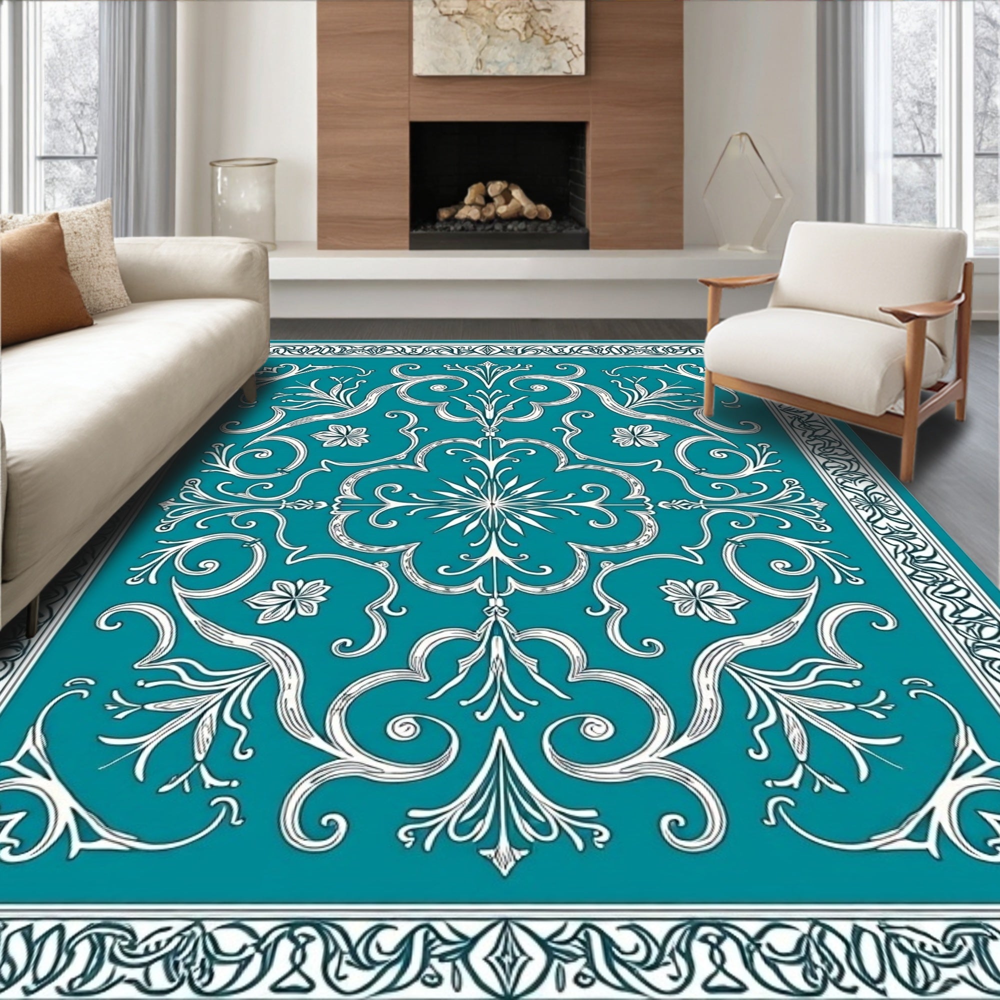 Scrollwork with Delicate Vine Flourishes (Teal) - ODIKA