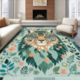 Ultra Soft Area Rug, Non Slip, Stain Resistant, Washable Area Rugs for Living Room, Bedroom, Colorful Jungle Animal Nursery Play Rug 6x9 Soft Non-Slip(Gray)