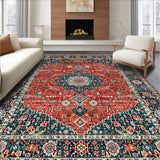 Ultra Soft Area Rug, Non Slip, Stain Resistant, Washable Area Rugs for Living Room, Bedroom, Boho Oriental Low-Pile(Red)