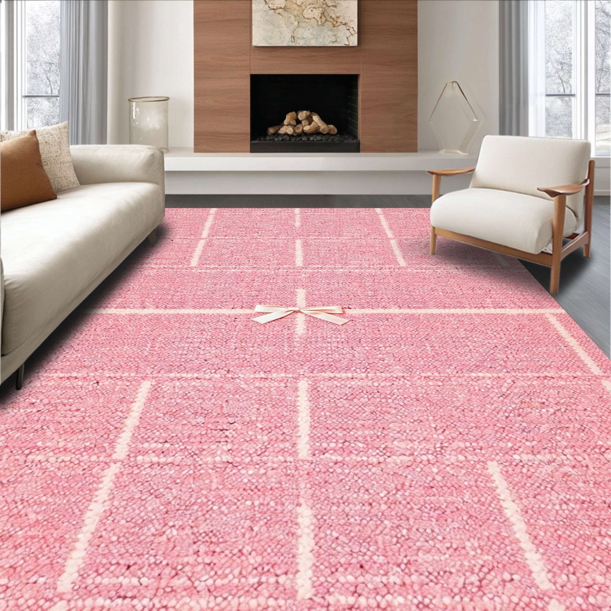 Ultra Soft Area Rug, Non Slip, Stain Resistant, Washable Area Rugs for Living Room, Bedroom, Whimsical Pink Bath Mat Non-Slip Microfiber(Pink)